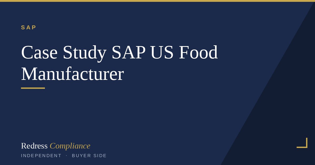 US Food Manufacturer SAP Indirect Access Case