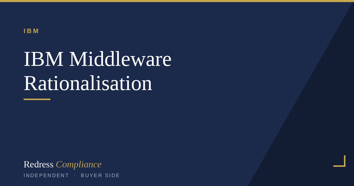 Cover of the IBM Middleware Rationalization white paper from Redress Compliance