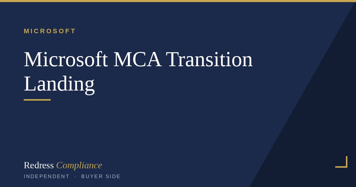 Cover of the Microsoft MCA Transition white paper from Redress Compliance