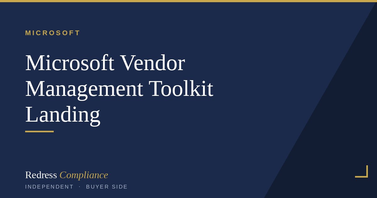 Cover of the Microsoft Vendor Management Toolkit white paper from Redress Compliance
