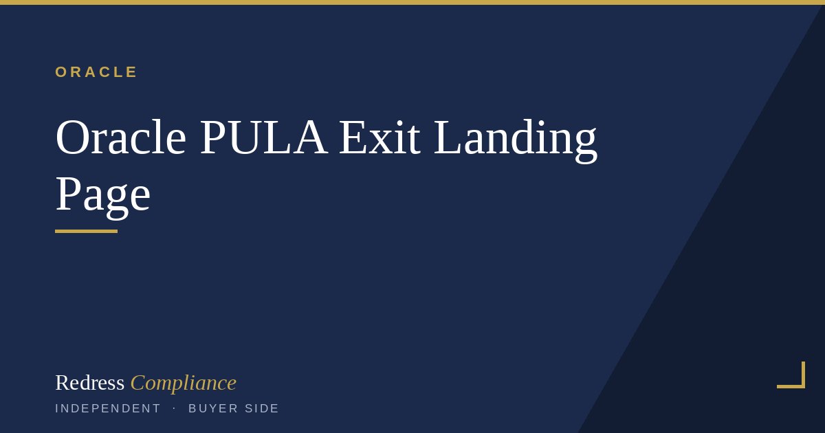 Cover of the Oracle PULA Exit Strategy white paper from Redress Compliance