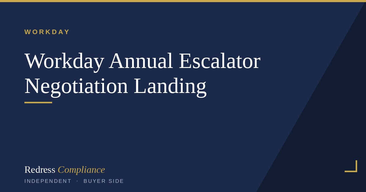 Cover of the Workday Annual Escalator Negotiation white paper from Redress Compliance