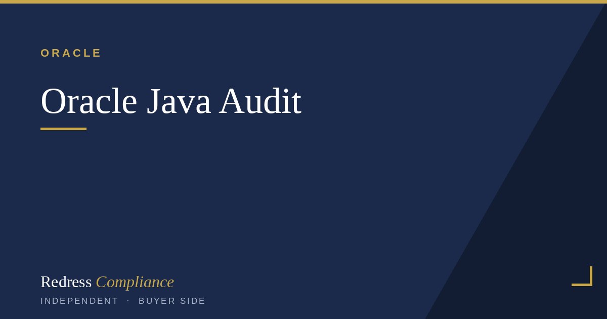Cover of the Oracle Java Audit Defense 2026 white paper from Redress Compliance