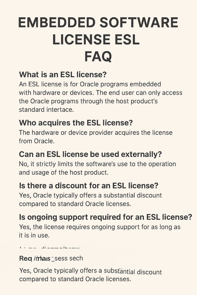 oracle esl license faq - Redress Compliance oracle esl license faq